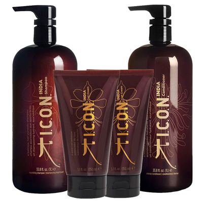 Icon Pack Índia Shampoo 1L   Conditioner 1L   2 Curl Cream